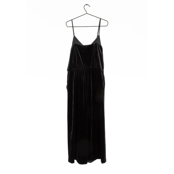 Weekday Black Velvet Jumpsuit Wide Leg Adjustable Straps V-Neck Women's Large - Picture 3 of 14